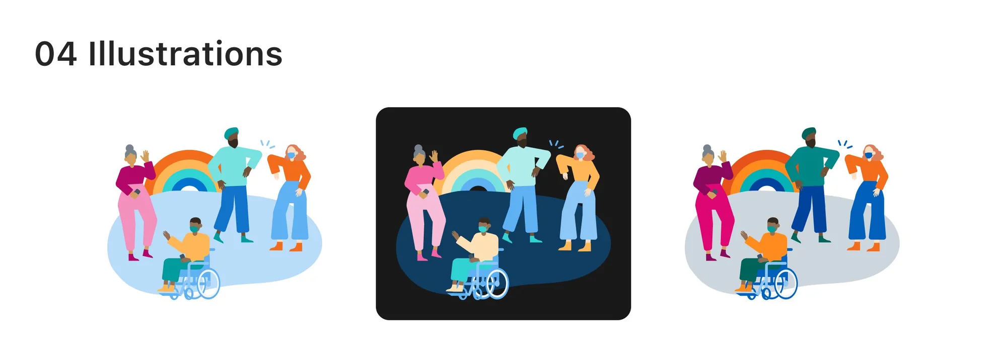 Inclusive illustrations designed for the NHS Covid-19 app