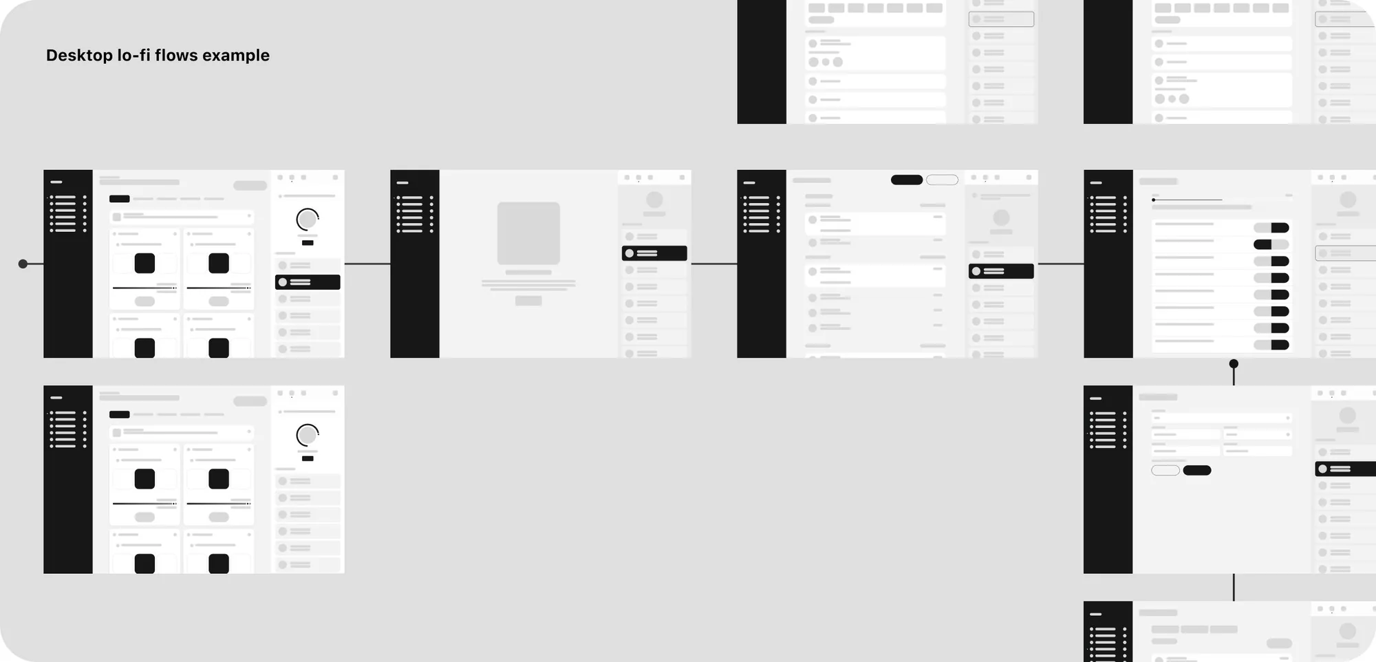 Pivio desktop low-fidelity user flows
